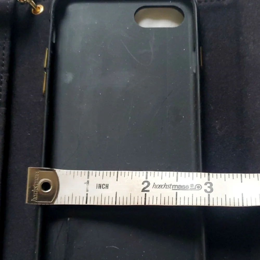 Rebecca Minkoff Black Phone Holder Wristlet Clutch with Gold Accents